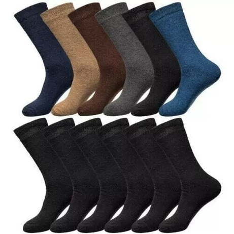 12 Pairs Pack – Cotton Stretchy Dress Socks for Men/Boys