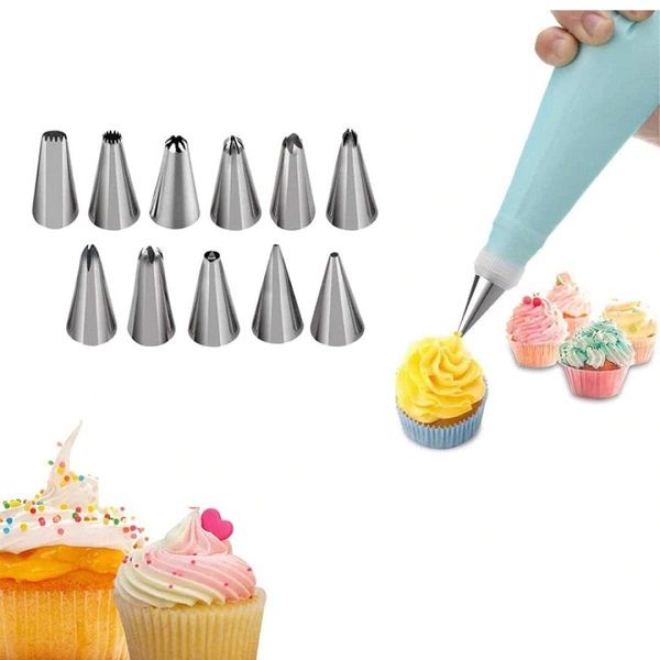 12 pcs Cake Decorating Nozzle with Piping Bag - Oshi.pk - Buy & Sell Online