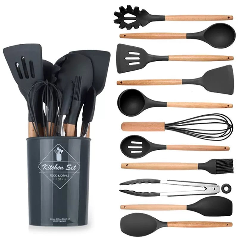 12 Pcs Silicone Cooking Utensils Set With Bucket - Oshi.pk - Buy & Sell Online