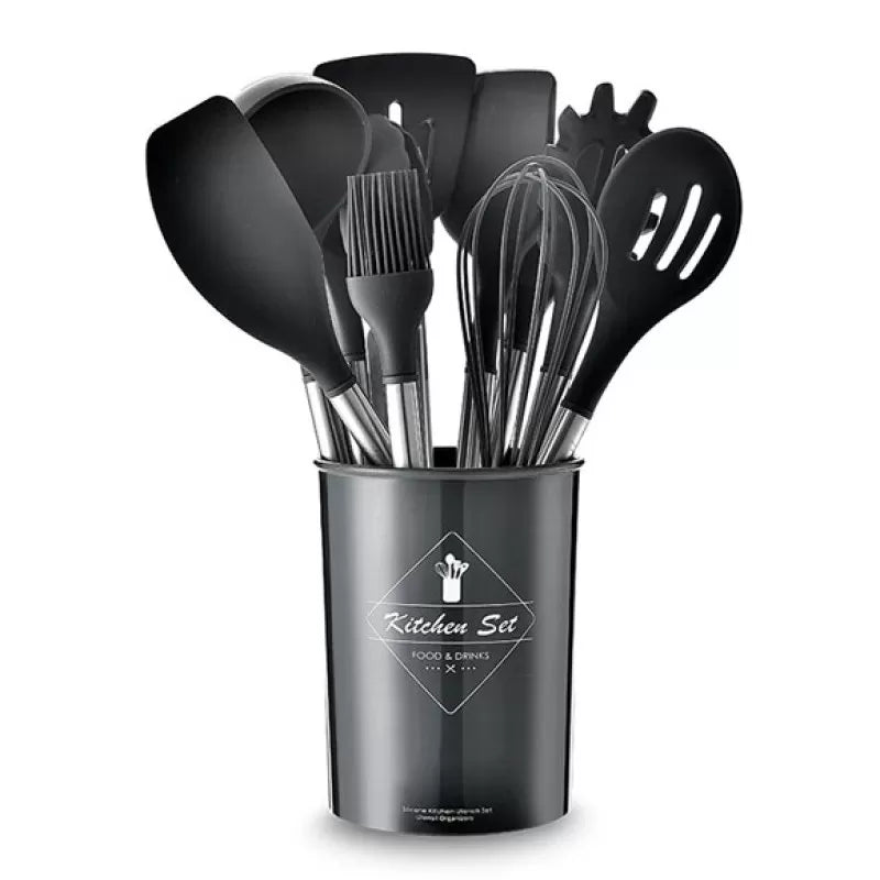 12 Pcs Silicone Cooking Utensils Set With Bucket - Oshi.pk - Buy & Sell Online