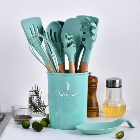 12 Pcs Silicone Cooking Utensils Set With Bucket - Oshi.pk - Buy & Sell Online