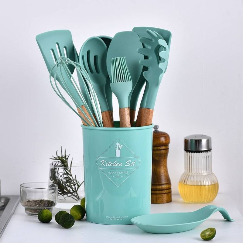 12 Pcs Silicone Cooking Utensils Set With Bucket - Oshi.pk - Buy & Sell Online