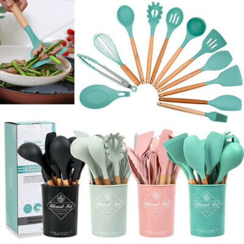 12 Pcs Silicone Cooking Utensils Set With Bucket - Oshi.pk - Buy & Sell Online