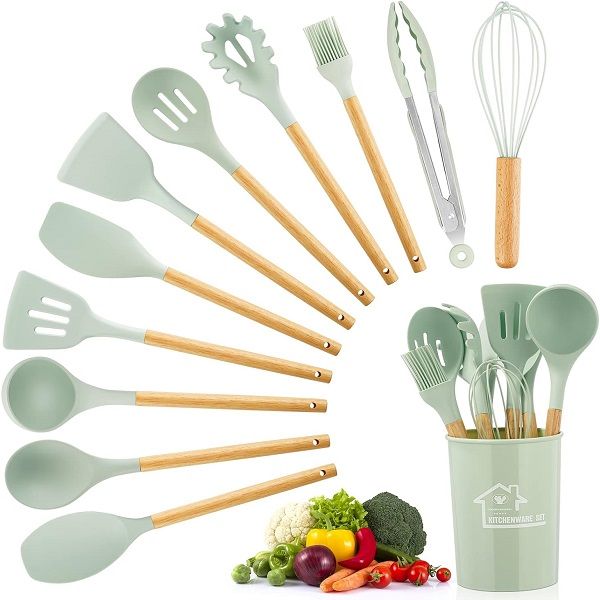 12 Pcs Spatula Spoon Natural Wooden Handles Cooking Tools BPA Non Stick - Oshi.pk - Buy & Sell Online