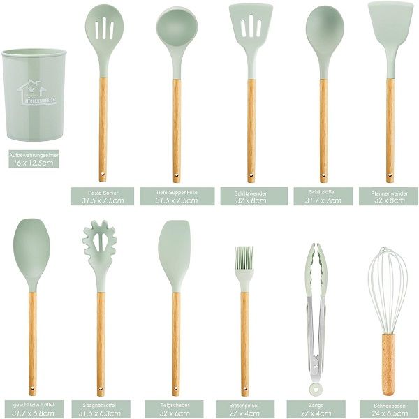 12 Pcs Spatula Spoon Natural Wooden Handles Cooking Tools BPA Non Stick - Oshi.pk - Buy & Sell Online