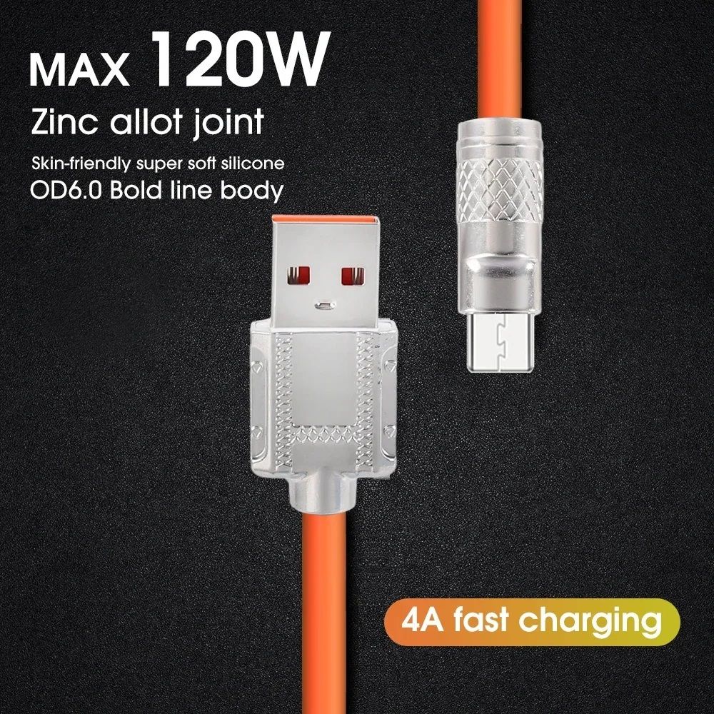 120W 6A Super Fast Charge USB Type C Liquid Silicone Cable Quick Charging USB C Charger Cable for Huawei Samsung Xiaomi - Oshi.pk - Buy & Sell Online