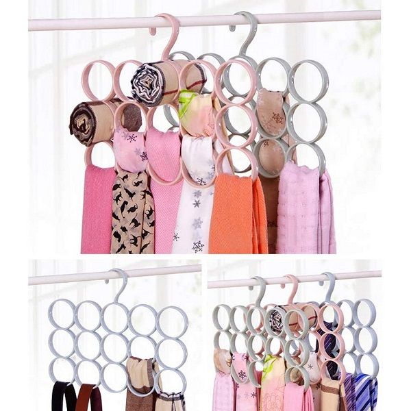 15 Ring Hole Hanger Plastic Hanging Storage Organizer Rack Scarf Holder Ties - Oshi.pk - Buy & Sell Online
