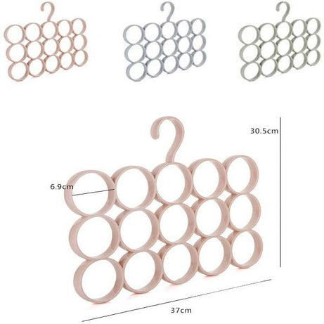 15 Ring Hole Hanger Plastic Hanging Storage Organizer Rack Scarf Holder Ties