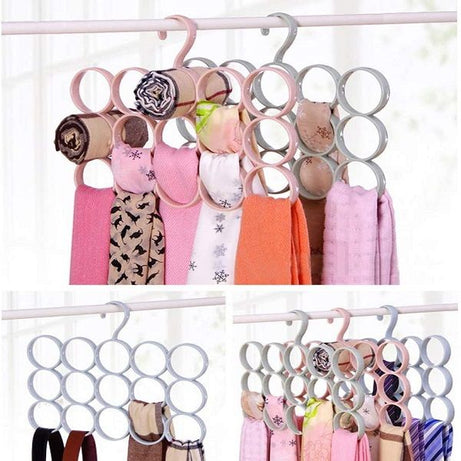 15 Ring Hole Hanger Plastic Hanging Storage Organizer Rack Scarf Holder Ties - Oshi.pk - Buy & Sell Online