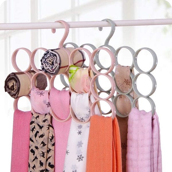 15 Ring Hole Hanger Plastic Hanging Storage Organizer Rack Scarf Holder Ties - Oshi.pk - Buy & Sell Online
