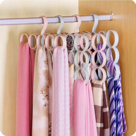 15 Ring Hole Hanger Plastic Hanging Storage Organizer Rack Scarf Holder Ties, Shawls, Accessories 5 Sections Ring Hanging Hanger - Oshi.pk - Buy & Sell Online