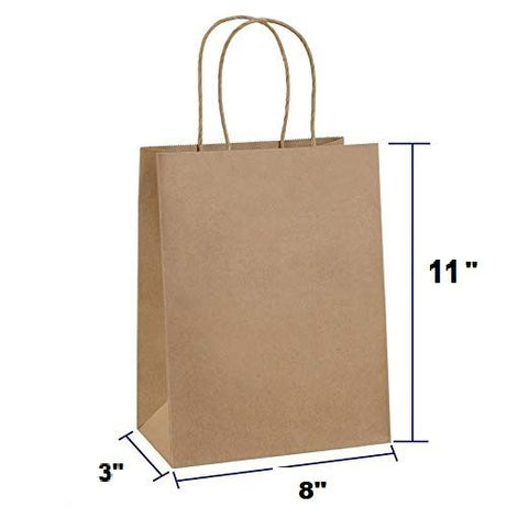 Pack of 10 Paper Bags 8 X 11 X 3 Gift Bags, Party Bags, Shopping Bags, Kraft Bags, Retail Bags, Merchandise Bags, Brown Paper Bags with Handles 110gsm - Oshi.pk - Buy & Sell Online