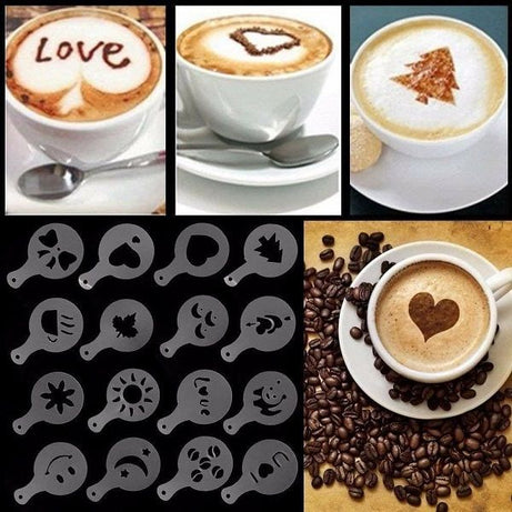 16 Pcs Coffee Stencil Template Strew Spray Art Stencils Chocolate Design - Oshi.pk - Buy & Sell Online