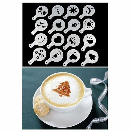 16 Pcs Coffee Stencil Template Strew Spray Art Stencils Chocolate Design - Oshi.pk - Buy & Sell Online