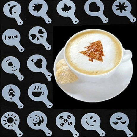 16 Pcs Coffee Stencil Template Strew Spray Art Stencils Chocolate Design - Oshi.pk - Buy & Sell Online