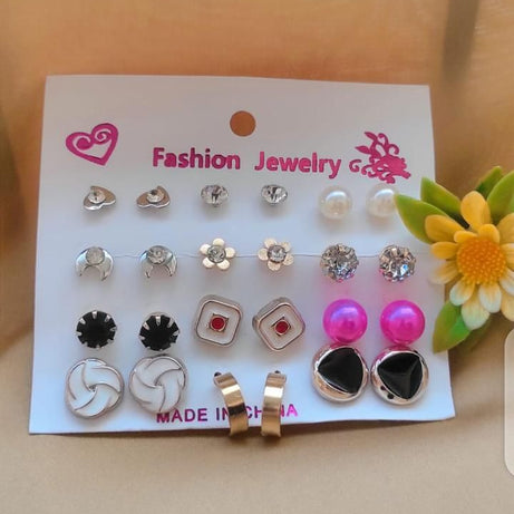 Pack Of 12 - Earrings Tops Fashion Women trendy stylish girls Earring - Oshi.pk - Buy & Sell Online