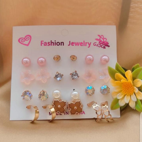 Pack Of 12 - Earrings Tops Fashion Women trendy stylish girls Earring - Oshi.pk - Buy & Sell Online