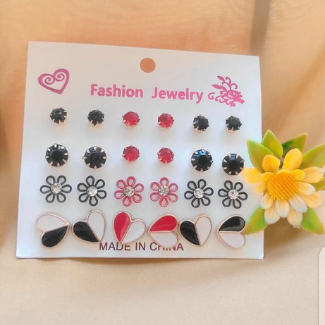 Pack Of 12 - Earrings Tops Fashion Women trendy stylish girls Earring - Oshi.pk - Buy & Sell Online