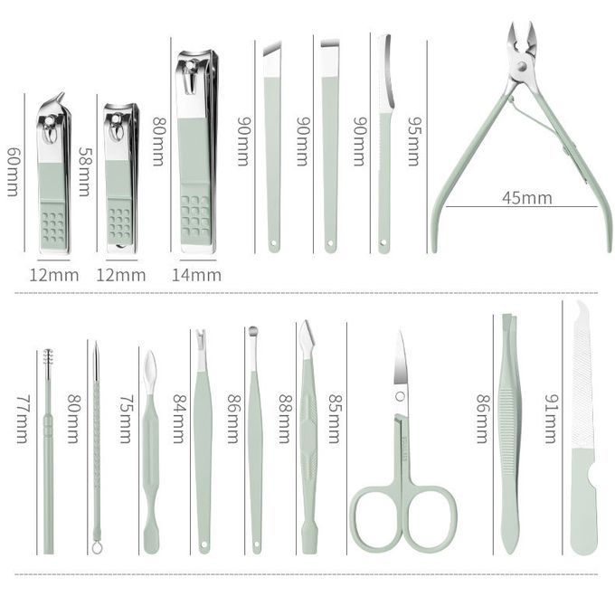 16pcs Nail Cutter Set Stainless Steel Nail Clippers Set With Folding Bag Manicure Cutter Kits Scissors Beauty Tool - Oshi.pk - Buy & Sell Online