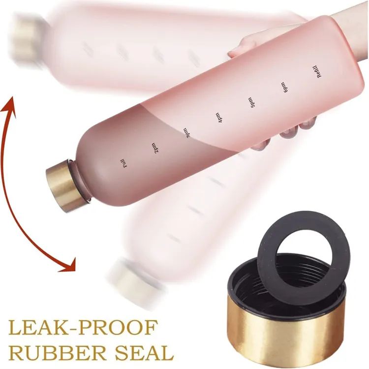 1L Water Bottles For Girls Frosted Motivational Water Bottle With Time Marker Leakproof Outdoor Fitness Sport Drinking Bottle - Oshi.pk - Buy & Sell Online