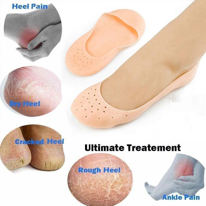 1Pair (2Pcs ) Silicone Feet Care Boat socks Moisturizing Gel Heel Socks with Pain Relief Crack Hole Cracked Foot Skin Care Protectors Foot Care Tool - Oshi.pk - Buy & Sell Online