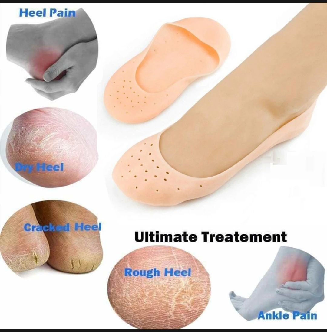 1Pair (2Pcs ) Silicone Feet Care Boat socks Moisturizing Gel Heel Socks with Pain Relief Crack Hole Cracked Foot Skin Care Protectors Foot Care Tool