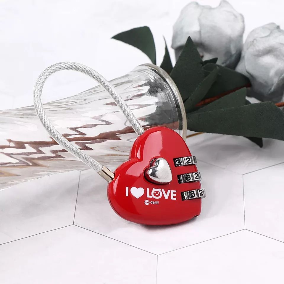 1PC Mini Heart Shaped Padlock 3 Digits Password Love Lock Travel Luggage Padlock - Oshi.pk - Buy & Sell Online