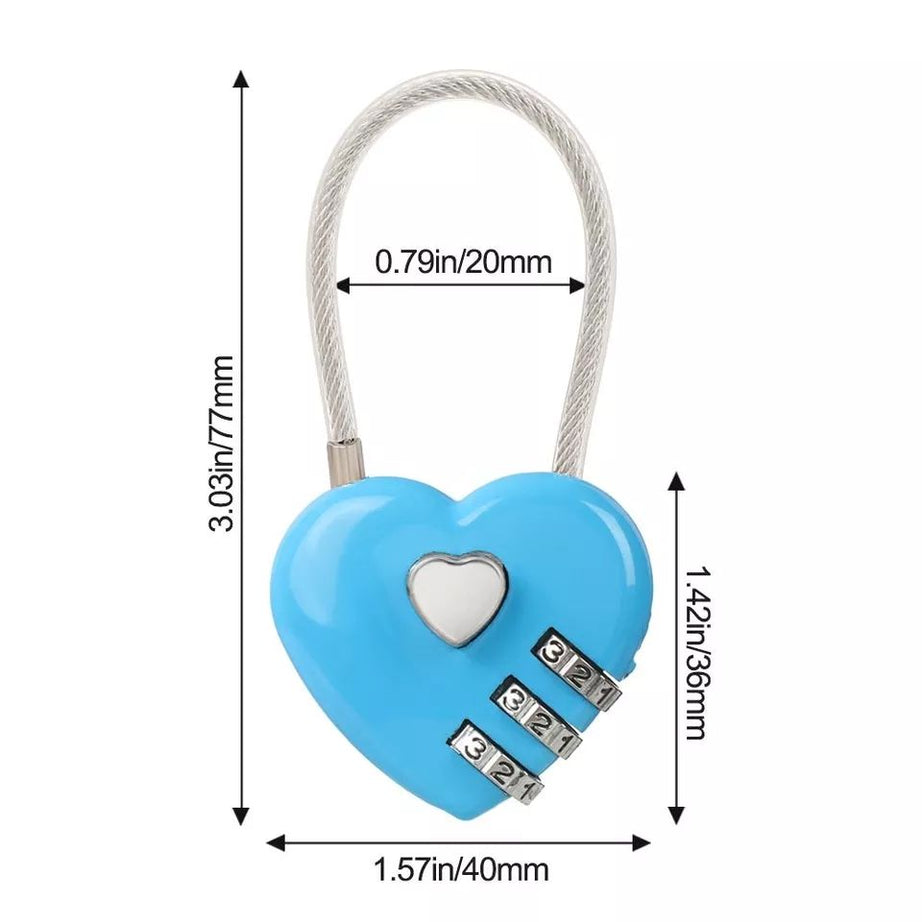 1PC Mini Heart Shaped Padlock 3 Digits Password Love Lock Travel Luggage Padlock - Oshi.pk - Buy & Sell Online