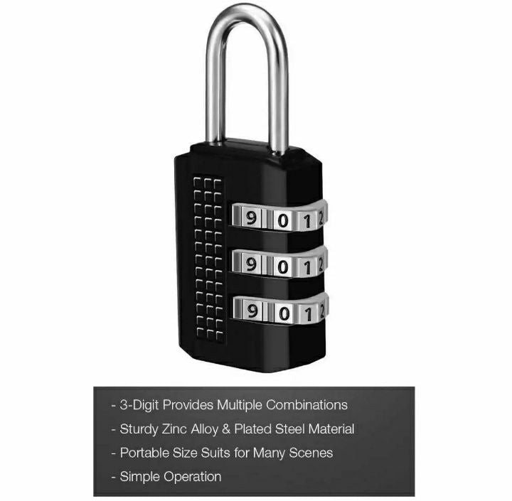 1PC Small Portable 3-Digit Combination Lock for Zipper Bags and Suitcases - Oshi.pk - Buy & Sell Online