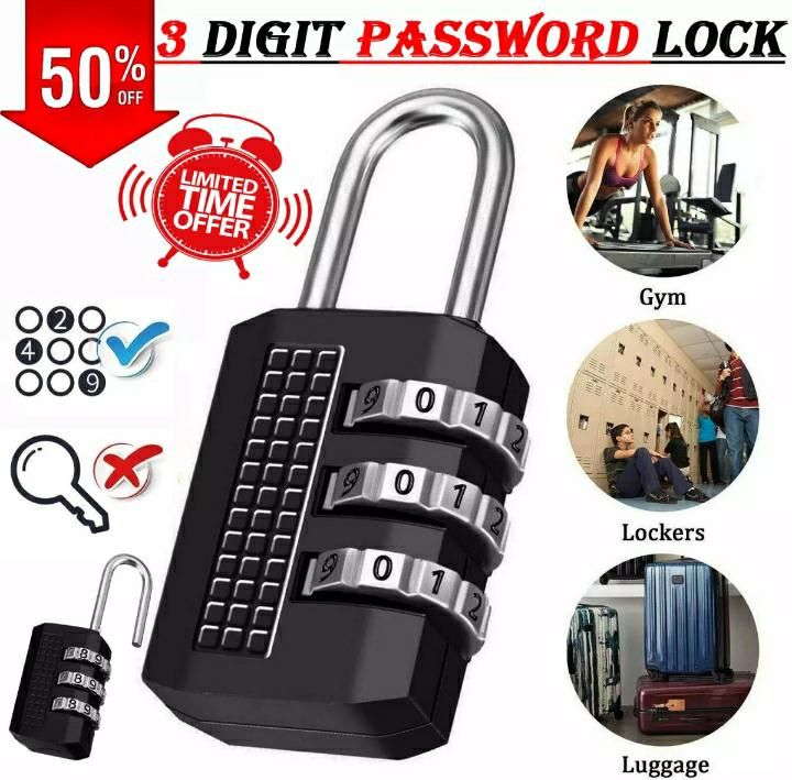 1PC Small Portable 3-Digit Combination Lock for Zipper Bags and Suitcases - Oshi.pk - Buy & Sell Online