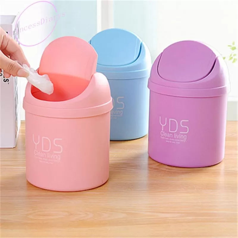 1Pcs Mini Table Desk Dustbin Household Shake Lid Type Waste Bin Garbage Trash for Car Office Home Kitchen and Study Table - Oshi.pk - Buy & Sell Online
