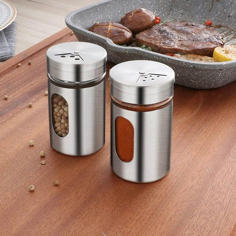 1pcs Stainless Steel Spice Jars Seasoning Cans Rotate Cover Salt Pepper shakers - Oshi.pk - Buy & Sell Online