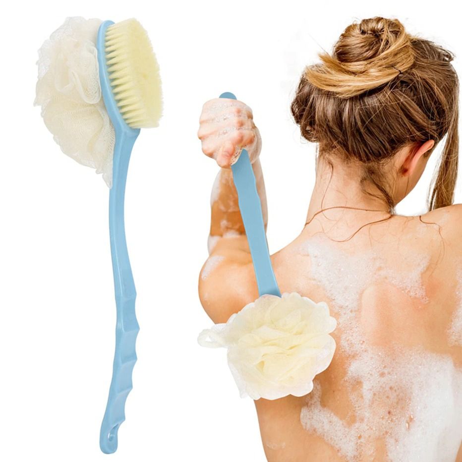 2 IN 1 Back Scrubber For Shower, Anti-Slip Long Handle Loofah Sponge Bath Body Soft Nylon - Oshi.pk - Buy & Sell Online