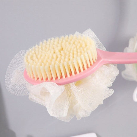 2 IN 1 Back Scrubber For Shower, Anti-Slip Long Handle Loofah Sponge Bath Body Soft Nylon