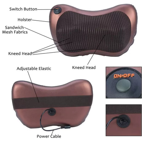 2 in 1 Car&Home Body Massage Pillow neck massager cushion seat stress pain relief relax massage Car or Electronic Massager 8 Ball Neck Shoulder Massag - Oshi.pk - Buy & Sell Online