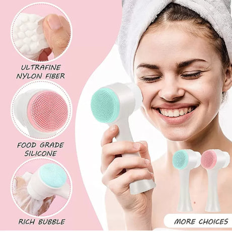2 in 1 Double Sided Face Massager Portable Face Cleaning Facial Brush - Oshi.pk - Buy & Sell Online