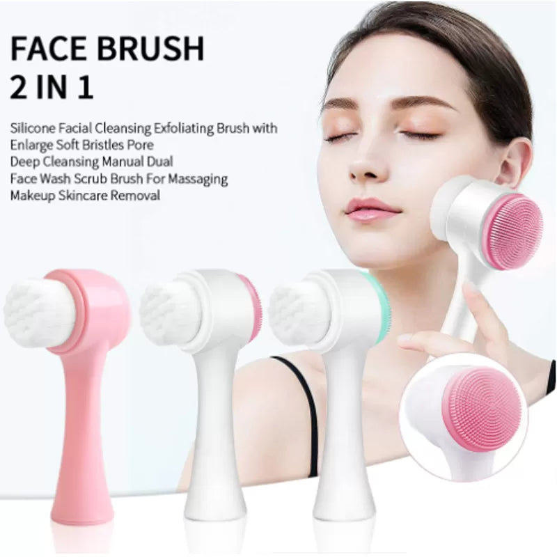 2 in 1 Double Sided Face Massager Portable Face Cleaning Facial Brush - Oshi.pk - Buy & Sell Online