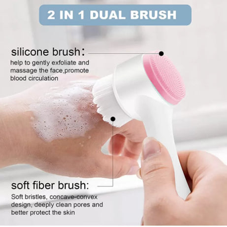 2 in 1 Double Sided Face Massager Portable Face Cleaning Facial Brush - Oshi.pk - Buy & Sell Online