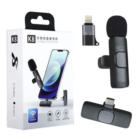 K8 Wireless Mic For Type C And Iphone With Connector - Long Range Portable Microphone - Plug and Play - Professional Podcast Lavalier Mic - Best For A - Oshi.pk - Buy & Sell Online