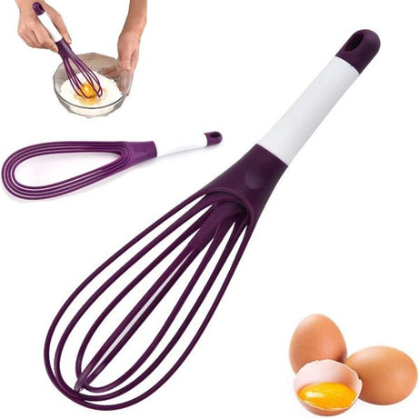 2 In 1 Flat and Balloon Collapsible Twist Whisk Egg Beater Silicone Rotating - Oshi.pk - Buy & Sell Online
