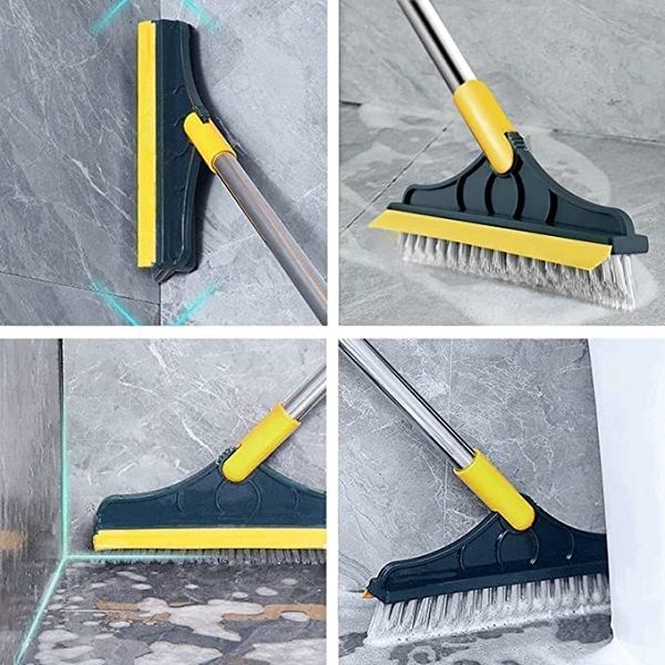 2 in 1 Floor Scrub Brush with Squeegee Scrubber with Long Handle - Oshi.pk - Buy & Sell Online