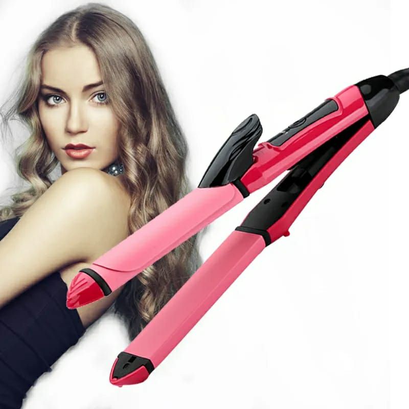 2 in 1 Hair Straightener Curler Iron Professional Hair Iron Hot Ceramic Iron Wave Wand Straight Curl Hair Care Styling Tools - Oshi.pk - Buy & Sell Online