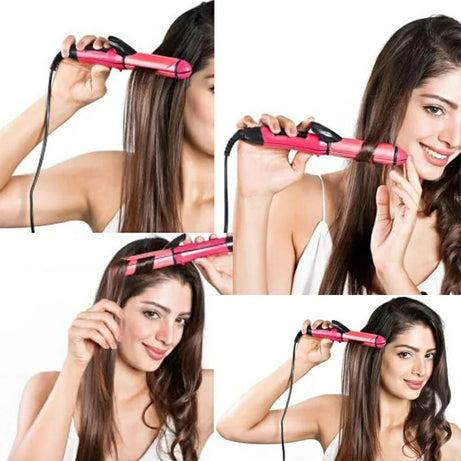 2 in 1 Hair Straightener Curler Iron Professional Hair Iron Hot Ceramic Iron Wave Wand Straight Curl Hair Care Styling Tools