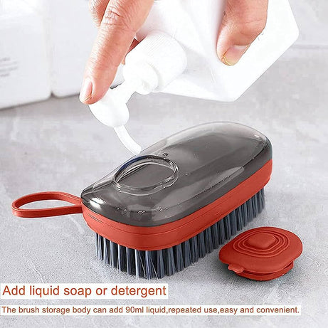 2 in 1 Hydraulic cleaning brush and soap dispenser with multifunctional scrubbing brush, laundry and shoe brush with soft rubber bristles, premium qua - Oshi.pk - Buy & Sell Online
