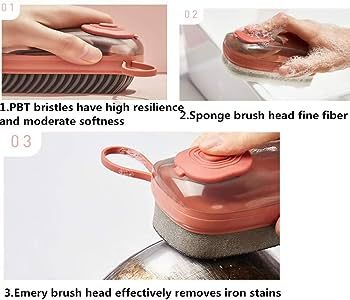 2 in 1 Hydraulic cleaning brush and soap dispenser with multifunctional scrubbing brush, laundry and shoe brush with soft rubber bristles, premium qua