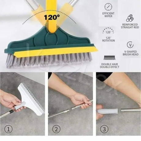 2 In 1 Magic Broom Floor Cleaning Scrub Brush With Wiper