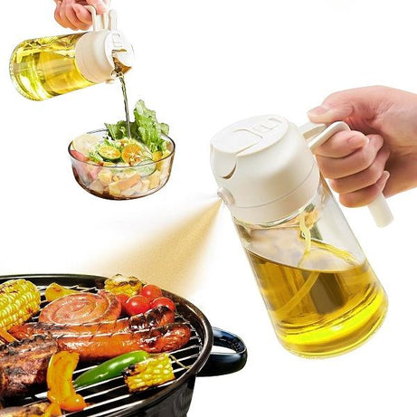 2 in 1 Oil Dispenser Olive Glass Oil Bottle with Nozzle Oil Sprayer - Oshi.pk - Buy & Sell Online