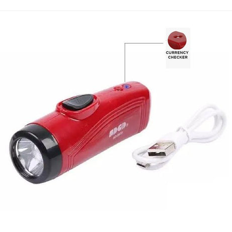 2 In 1 Rechargeable LED Flash Torch Light With Money Detector Micro USB System Use 18650 Battery Mini Light - Oshi.pk - Buy & Sell Online