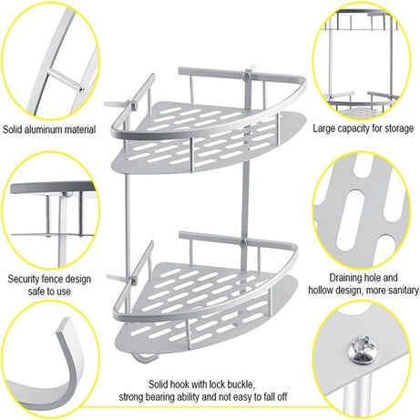 2 Layer Aluminium Steel Corner Bathroom Shelf - Oshi.pk - Buy & Sell Online