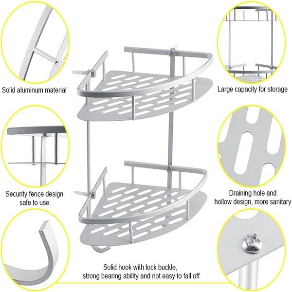 2 Layer Aluminium Steel Corner Bathroom Shelf - Oshi.pk - Buy & Sell Online